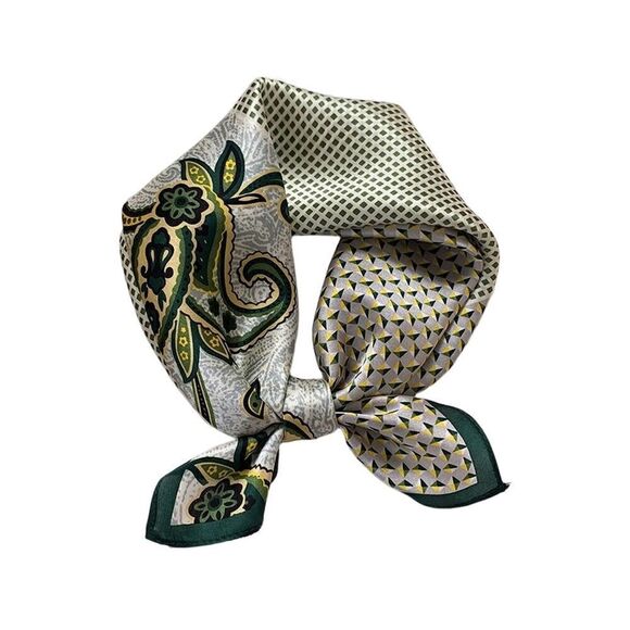 Green Paisley Silk Scarf - Picture 3 of 6